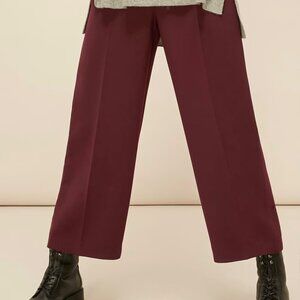 Zara burgundy maroon wide-leg high-waisted cropped trousers XL